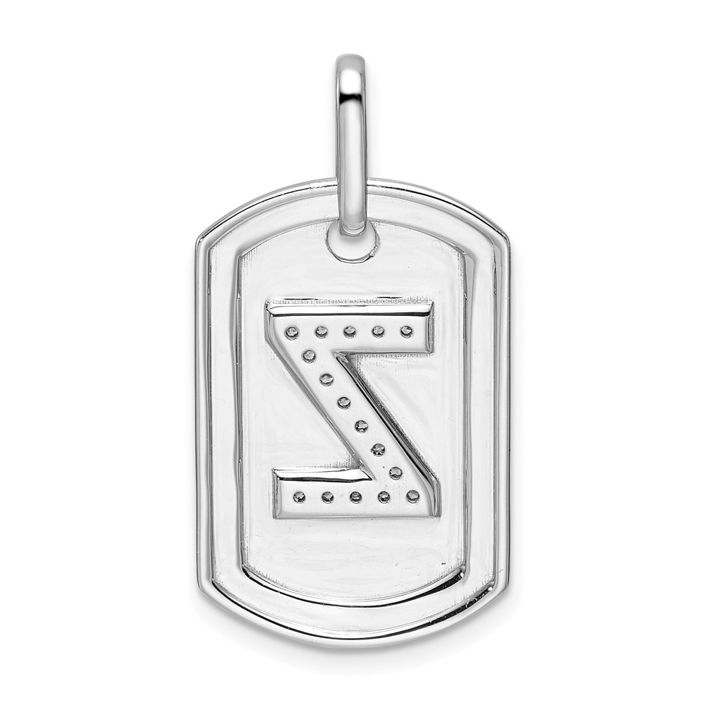 14K White Gold  Diamond Initial Z Dog Tag Charm (PM9842Z-018-WA)