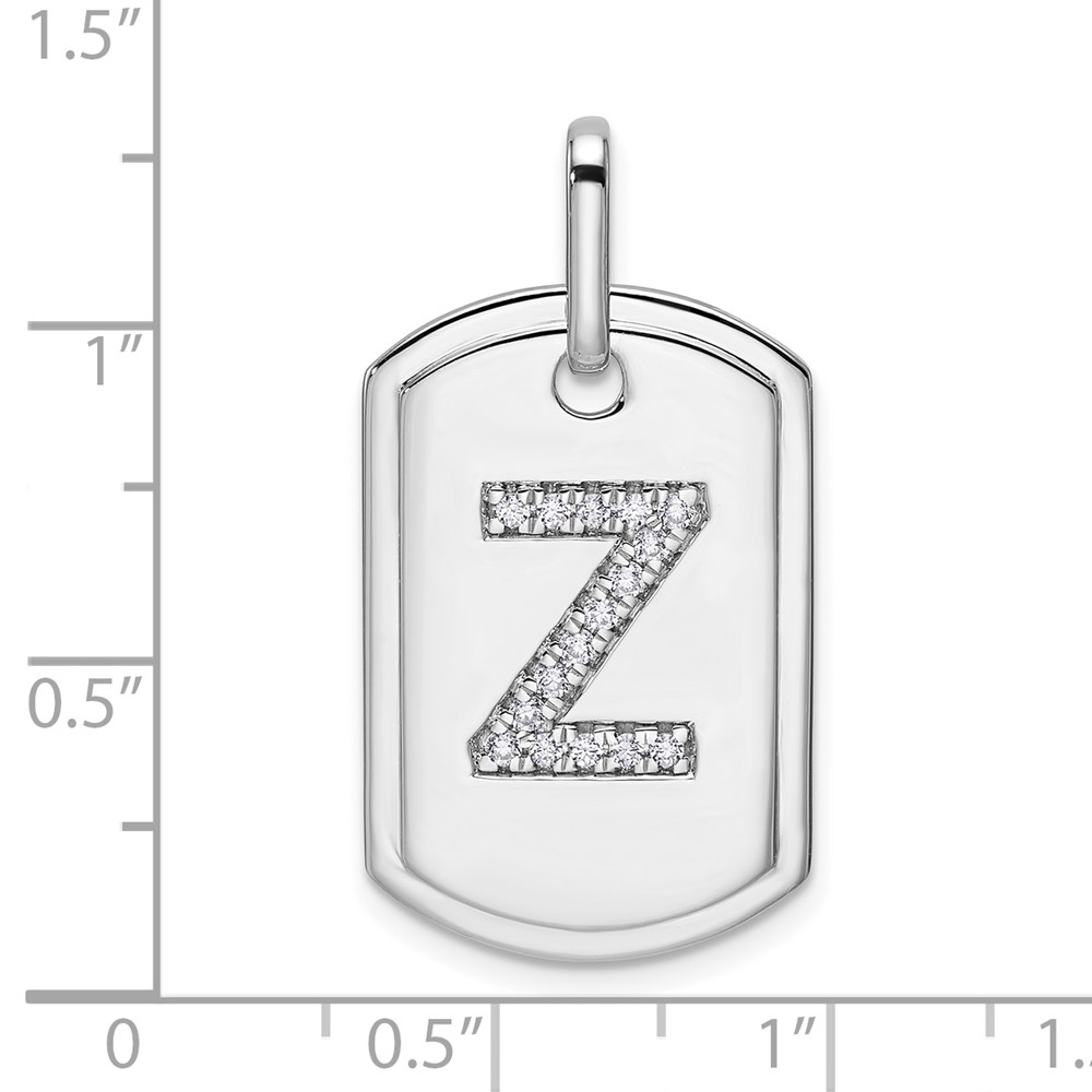 14K White Gold  Diamond Initial Z Dog Tag Charm (PM9842Z-018-WA)