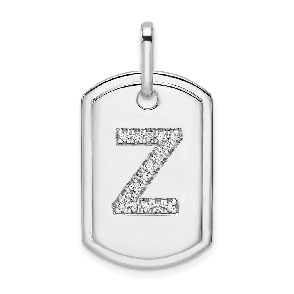14K White Gold  Diamond Initial Z Dog Tag Charm (PM9842Z-018-WA)