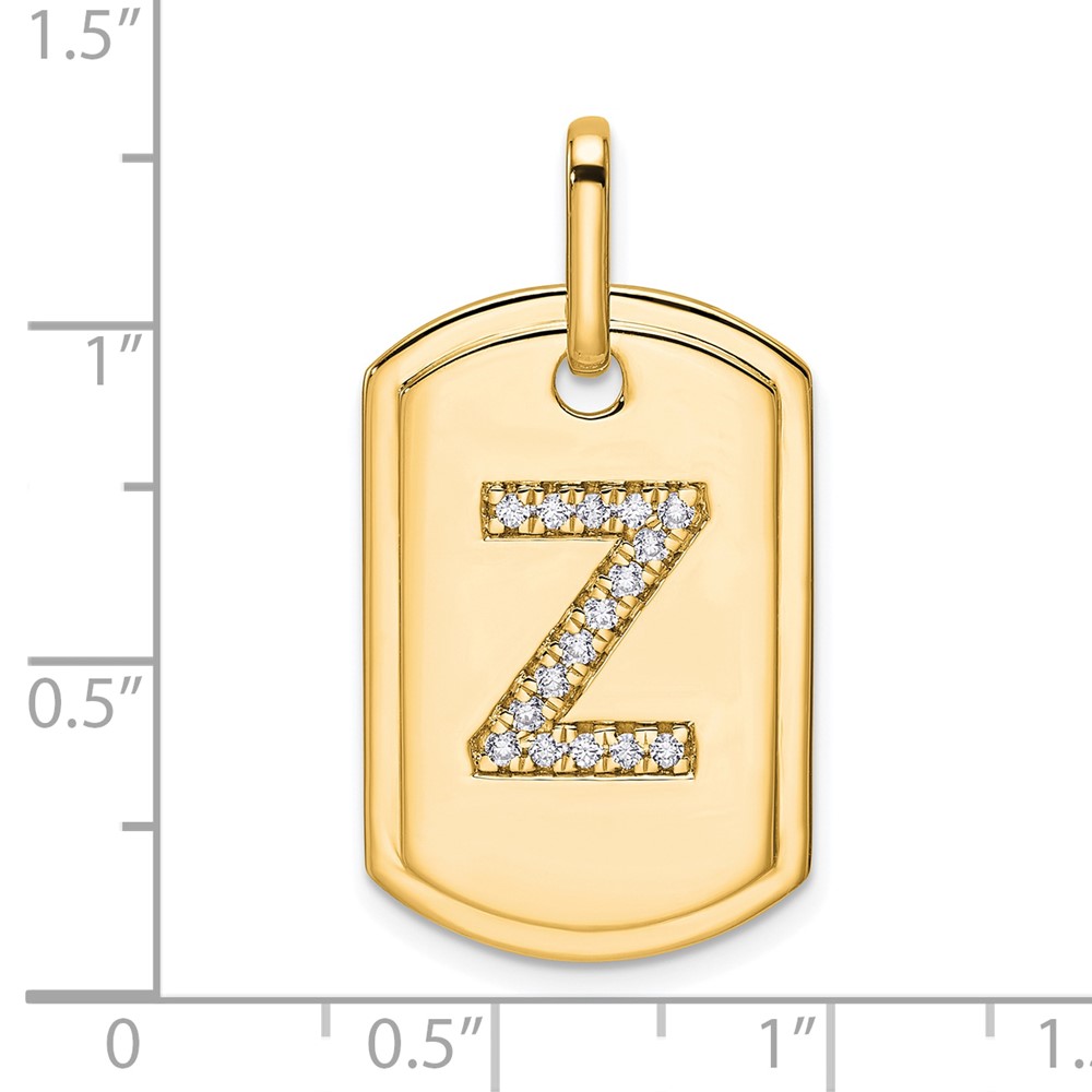 14K Diamond Initial Z Dog Tag Charm (PM9842Z-018-YA)