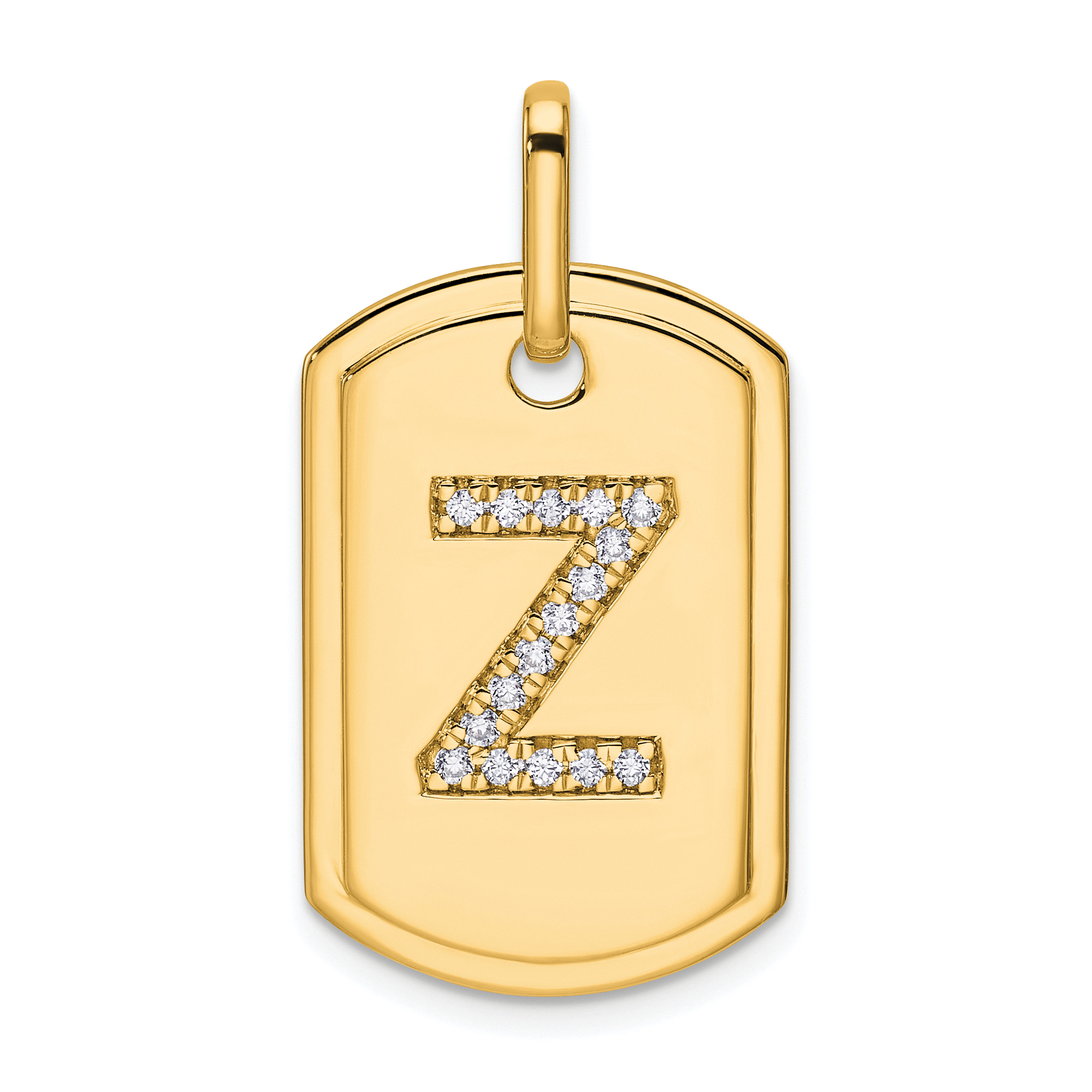 14K Diamond Initial Z Dog Tag Charm (PM9842Z-018-YA)