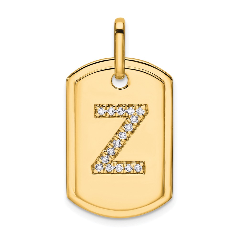 14K Diamond Initial Z Dog Tag Charm (PM9842Z-018-YA)
