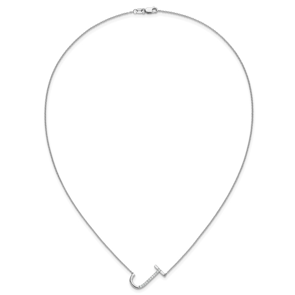 14K White Gold Sideways Diamond Initial J Necklace (PM9844J-013-WA)