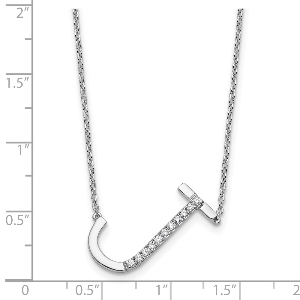 14K White Gold Sideways Diamond Initial J Necklace (PM9844J-013-WA)