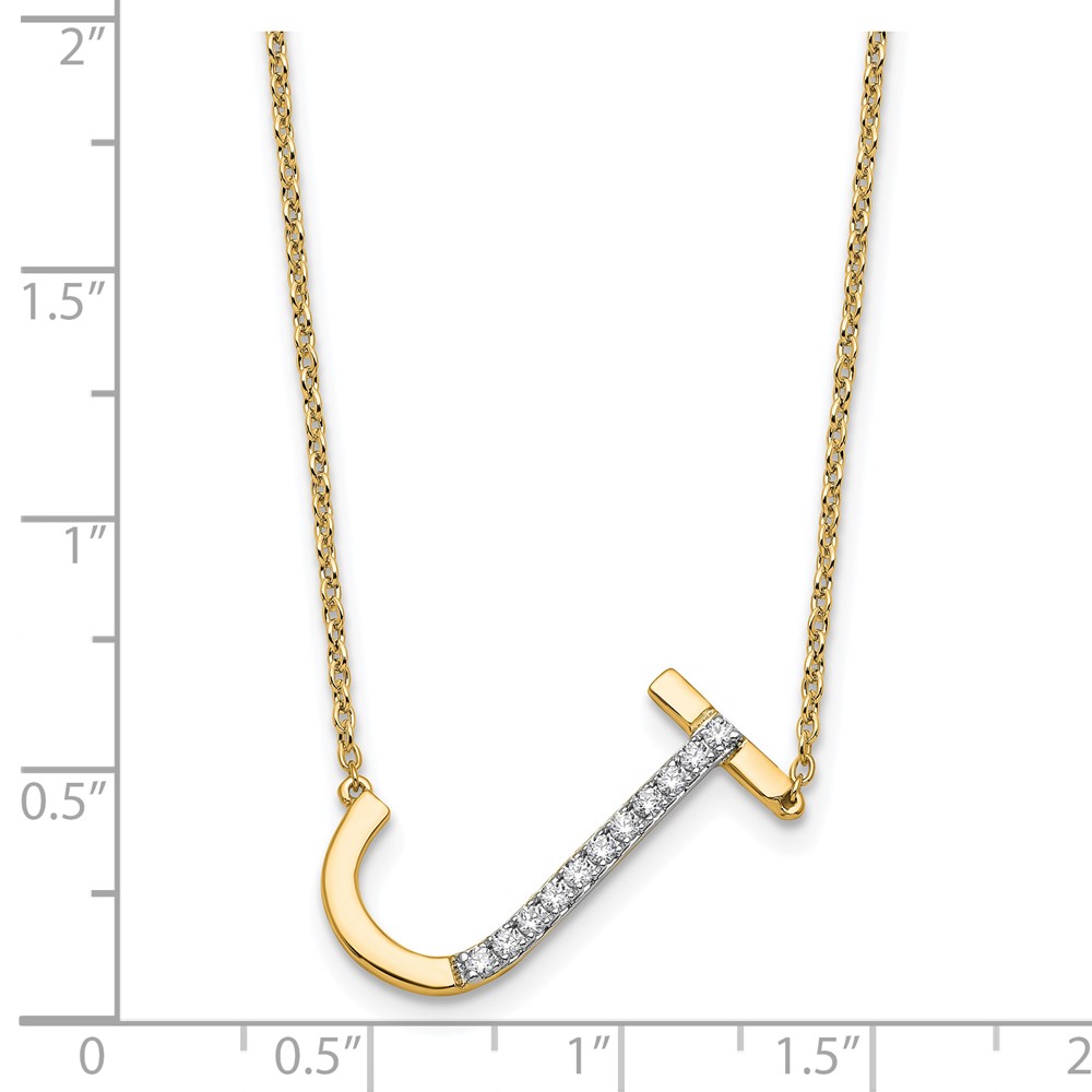 14K Sideways Diamond Initial J Necklace (PM9844J-013-YA)