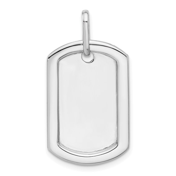 14k White Gold Personalized Diamond Dog Tag Charm