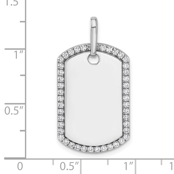 14k White Gold Personalized Diamond Dog Tag Charm