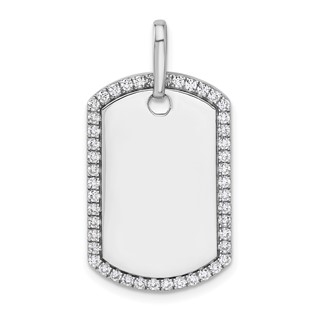 14k White Gold Personalized Diamond Dog Tag Charm