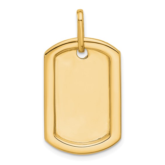 14k Yellow Gold Personalized Diamond Dog Tag Charm