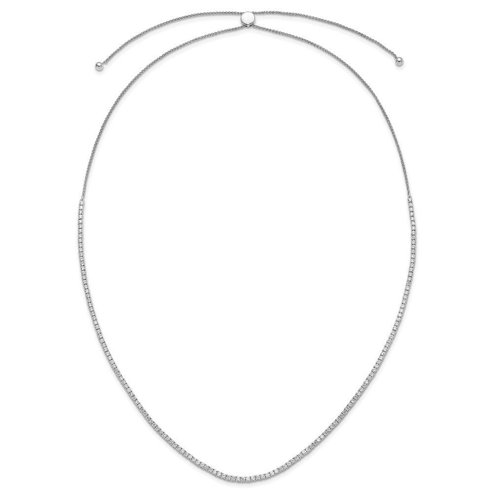 14k White Gold 5 carat Lab Grown Diamond VS/SI+ G+ Adjustable to 26 inch Tennis Bolo Necklace (PM9869-500-WLG)