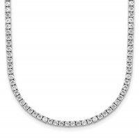 14K White Gold 5 Carat Lab Grown Diamond VS SI+ G+ Adjustable to Tennis Bolo Necklace, 26" view 1