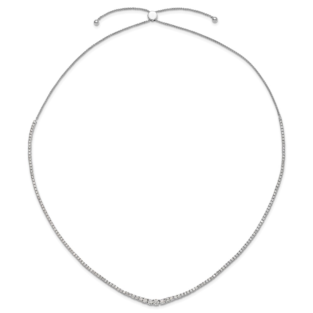 14k White Gold 5 carat Lab Grown Diamond VS/SI+ G+ Adjustable to 24 inch Tennis Bolo Necklace (PM9870-500-WLG)