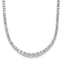 14K White Gold 5 Carat Lab Grown Diamond VS SI+ G+ Adjustable to Tennis Bolo Necklace, 24" view 1