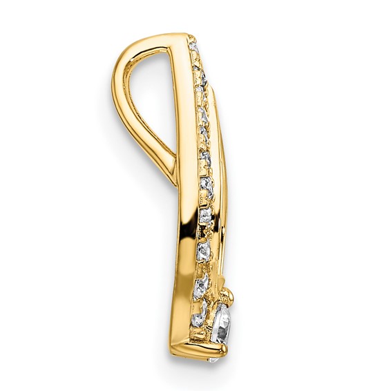 14k Polished 1/4 carat Diamond Teardrop Chain Slide
