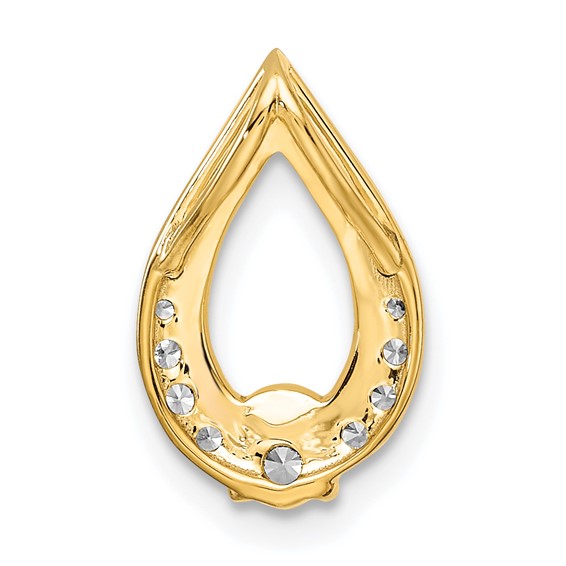 14k Polished 1/4 carat Diamond Teardrop Chain Slide
