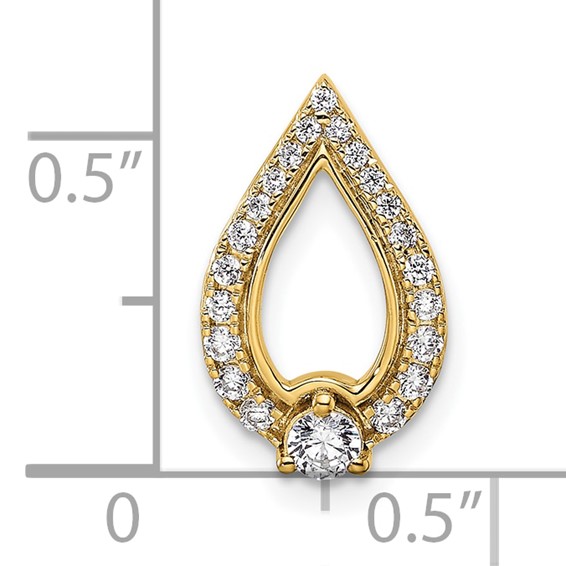 14k Polished 1/4 carat Diamond Teardrop Chain Slide