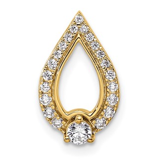 14k Polished 1/4 carat Diamond Teardrop Chain Slide