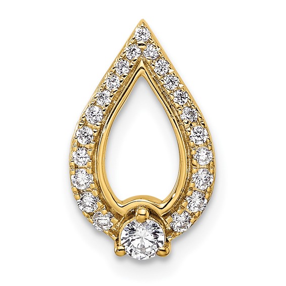 14k Polished 1/4 carat Diamond Teardrop Chain Slide