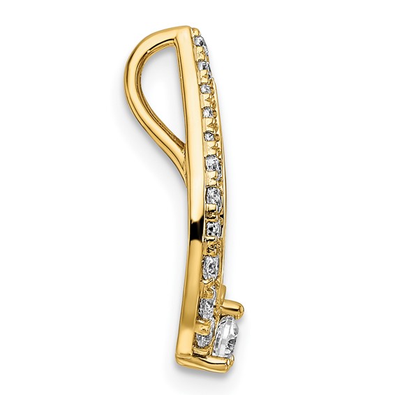14k Polished 1/2 carat Diamond Teardrop Chain Slide