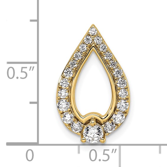 14k Polished 1/2 carat Diamond Teardrop Chain Slide