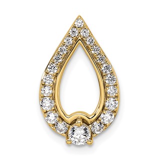 14k Polished 1/2 carat Diamond Teardrop Chain Slide