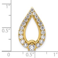 14K Yellow Gold 1 Carat Lab Grown Diamond VS SI+ G+ Teardrop Chain Slide Pendant view 4