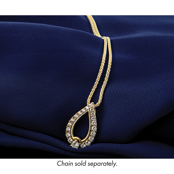 14k Polished 1/2 carat Diamond Teardrop Chain Slide