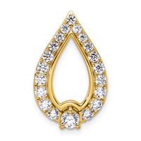 14K Yellow Gold 1 Carat Lab Grown Diamond VS SI+ G+ Teardrop Chain Slide Pendant view 1