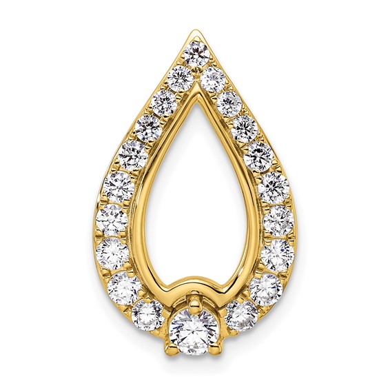 14k 1 carat Lab Grown Diamond VS/SI+ G+ Teardrop Chain Slide Pendant