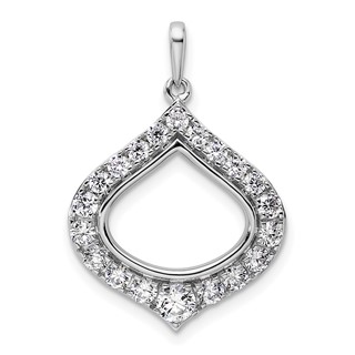 14k White Gold 1 carat Lab Grown Diamond VS/SI+ G+ Complete Fashion Teardrop Shape Pendant
