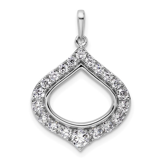 14k White Gold 1 carat Lab Grown Diamond VS/SI+ G+ Complete Fashion Teardrop Shape Pendant