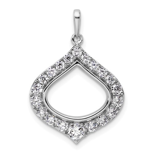 14K White Gold 1 Carat Lab Grown Diamond VS SI+ G+ Complete Fashion Teardrop Shape Pendant