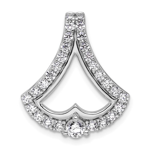 14K White Gold 1 Carat Lab Grown Diamond VS SI+ G+ Chain Slide Pendant