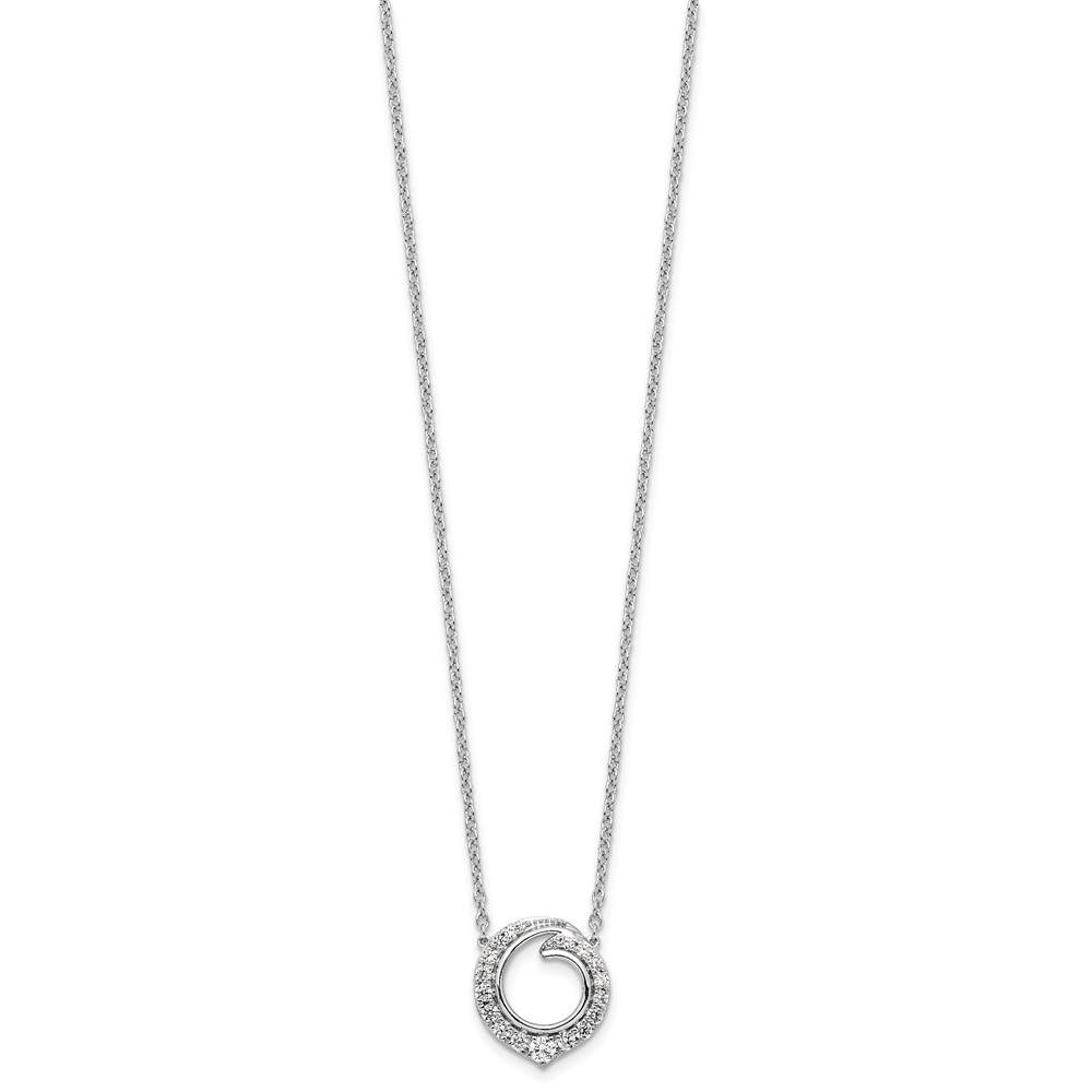 14k White Gold 1/2 carat Diamond Fancy Swirl Circle 18 inch Necklace (PM9942-050-WA-18)
