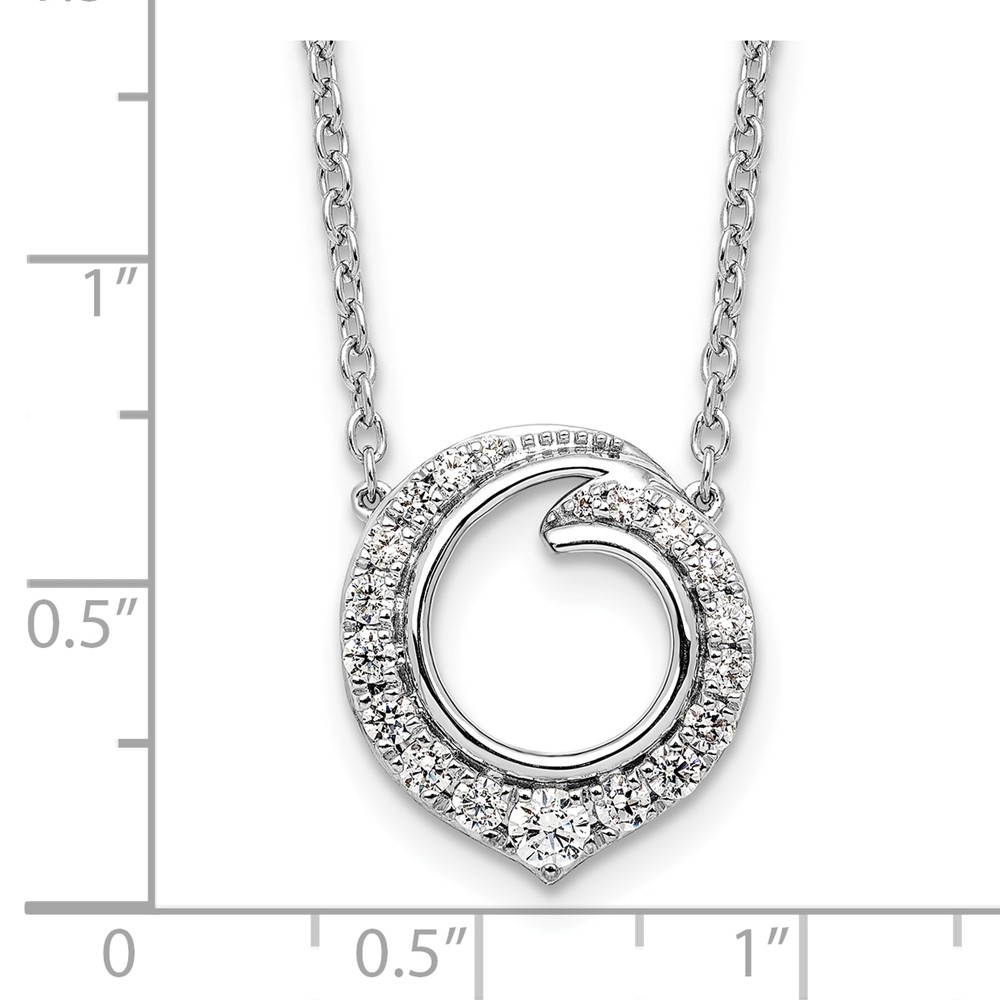 14k White Gold 1/2 carat Diamond Fancy Swirl Circle 18 inch Necklace (PM9942-050-WA-18)