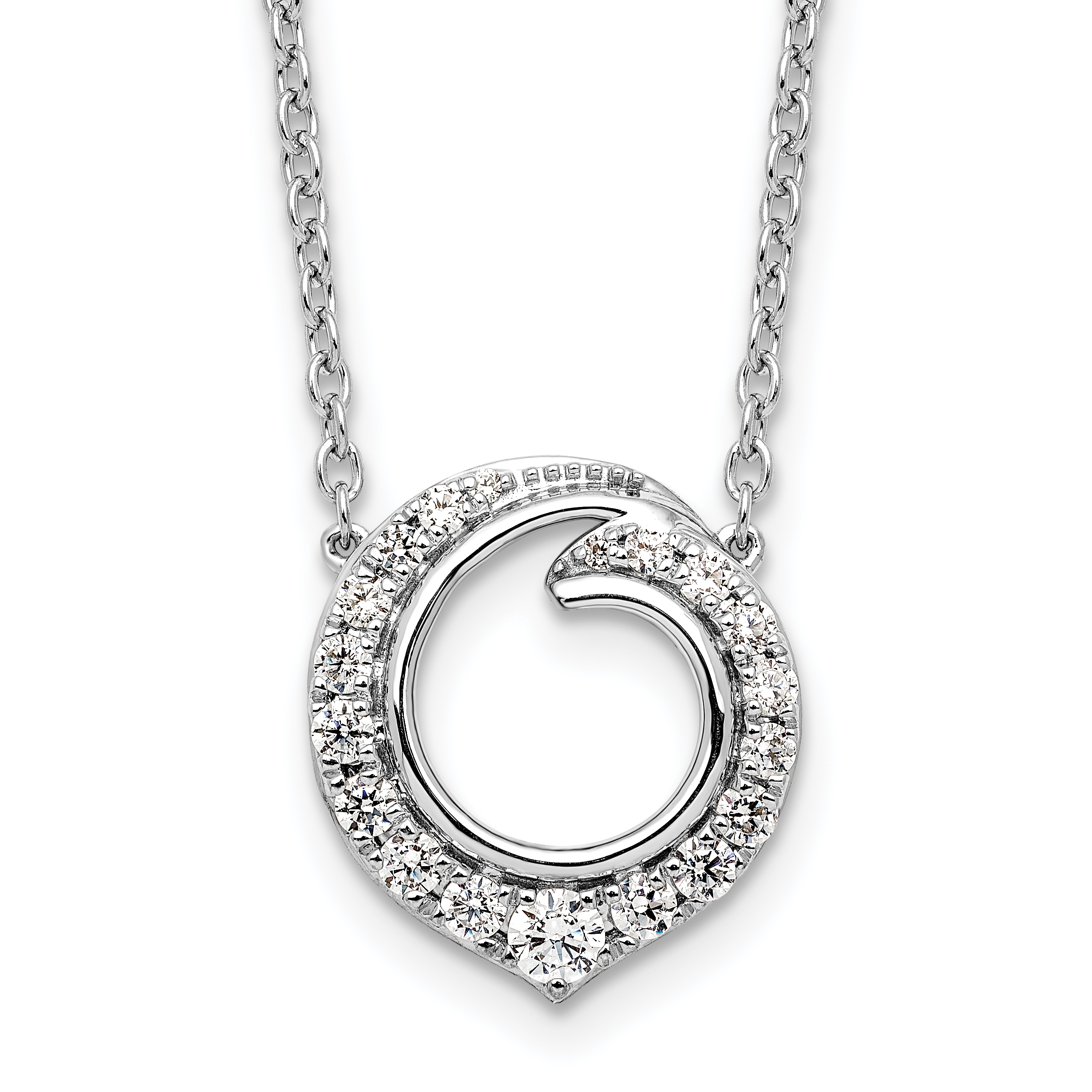 14k White Gold 1/2 carat Diamond Fancy Swirl Circle 18 inch Necklace (PM9942-050-WA-18)