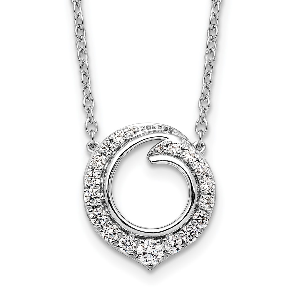 14k White Gold 1/2 carat Diamond Fancy Swirl Circle 18 inch Necklace (PM9942-050-WA-18)