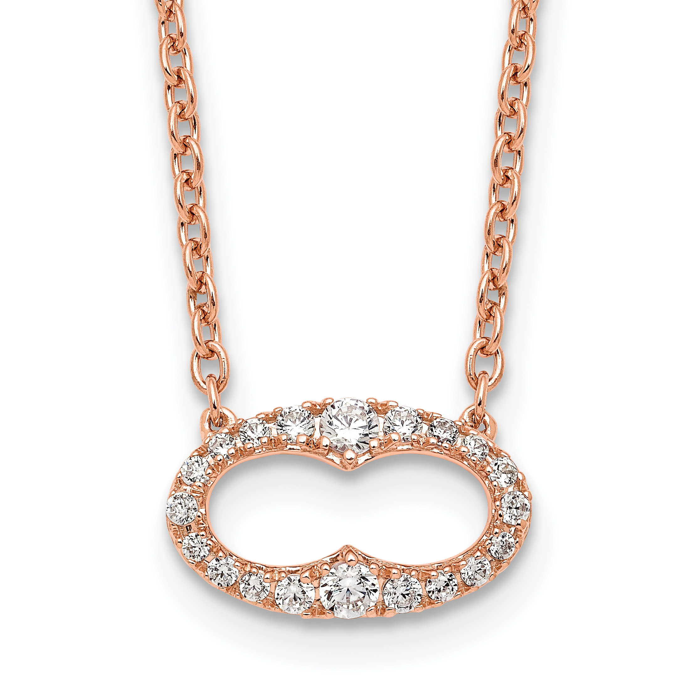 14k Rose Gold 1/4 carat Diamond Oval 18 inch Necklace (PM9943-025-RA-18)
