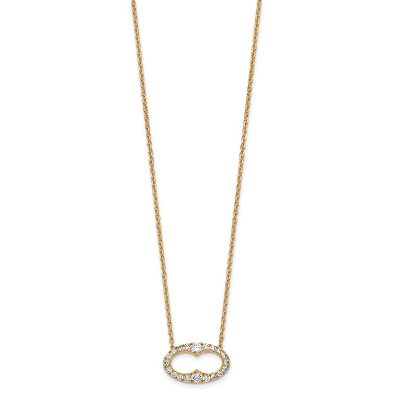 14k 1 carat Lab Grown Diamond VS/SI+ G+ 18 inch Fancy Oval Necklace