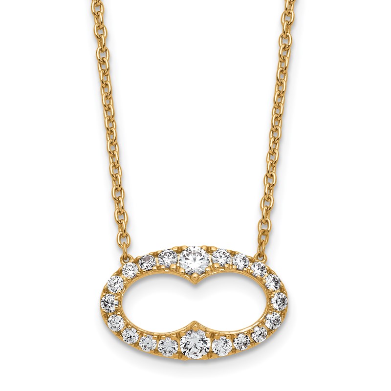 14k 1 carat Lab Grown Diamond VS/SI+ G+ 18 inch Fancy Oval Necklace