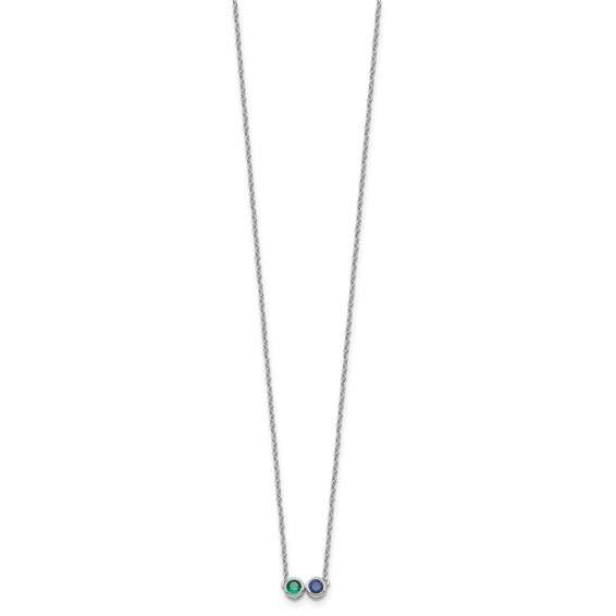 14KW 2 Genuine Birthstone Complete Family Necklace