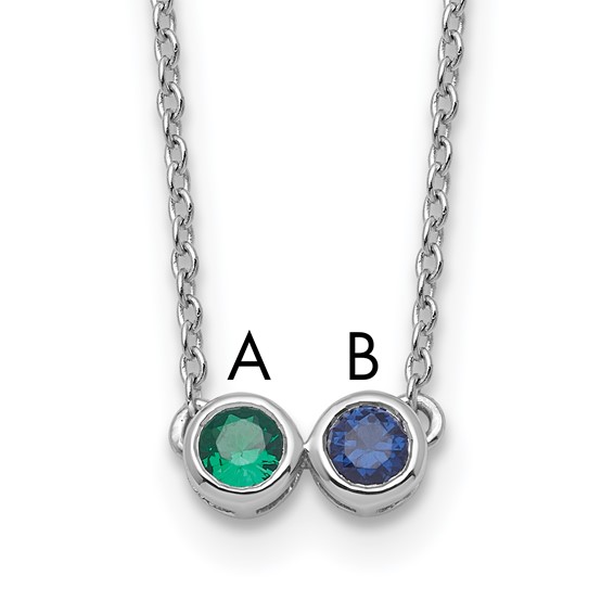 14KW 2 Genuine Birthstone Complete Family Necklace
