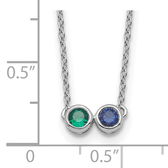 14KW 2 Genuine Birthstone Complete Family Necklace