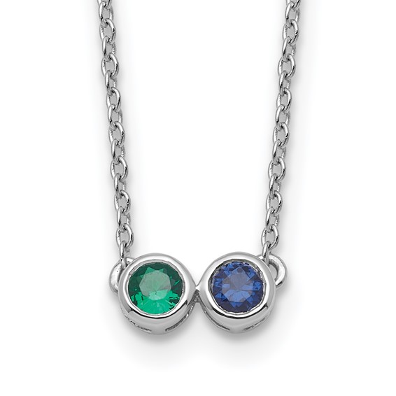 14KW 2 Genuine Birthstone Complete Family Necklace