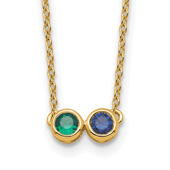 14K 2 Synthetic Birthstone Complete Family Necklace