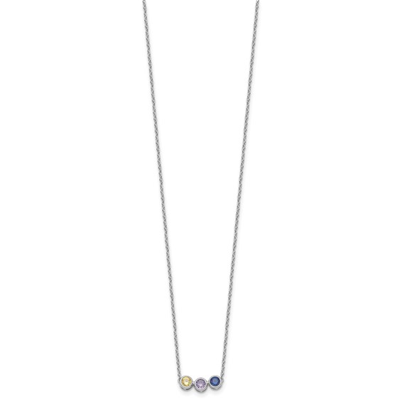 14KW 3 Genuine Birthstone Complete Family Necklace