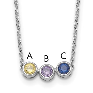 14KW 3 Genuine Birthstone Complete Family Necklace