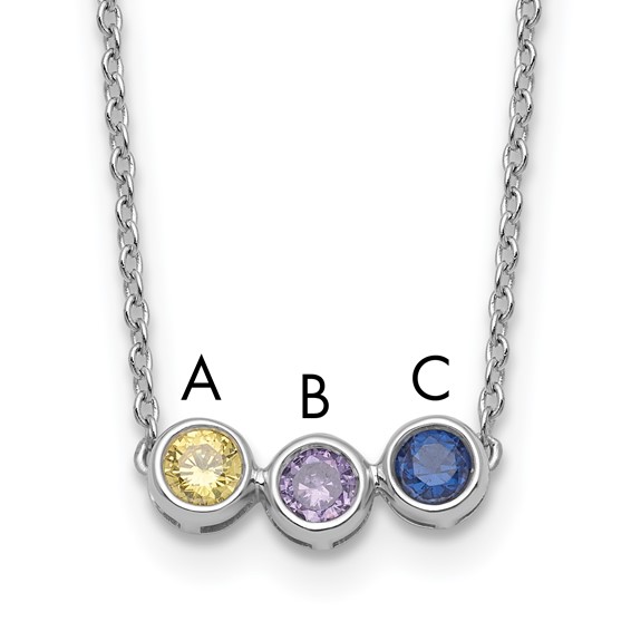 14KW 3 Genuine Birthstone Complete Family Necklace