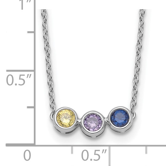 14KW 3 Genuine Birthstone Complete Family Necklace