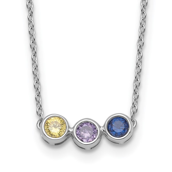 14KW 3 Genuine Birthstone Complete Family Necklace